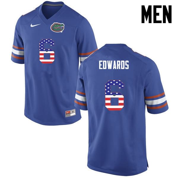 Men's NCAA Florida Gators Brian Edwards #6 Stitched Authentic USA Flag Fashion Nike Blue College Football Jersey DBD6465FT